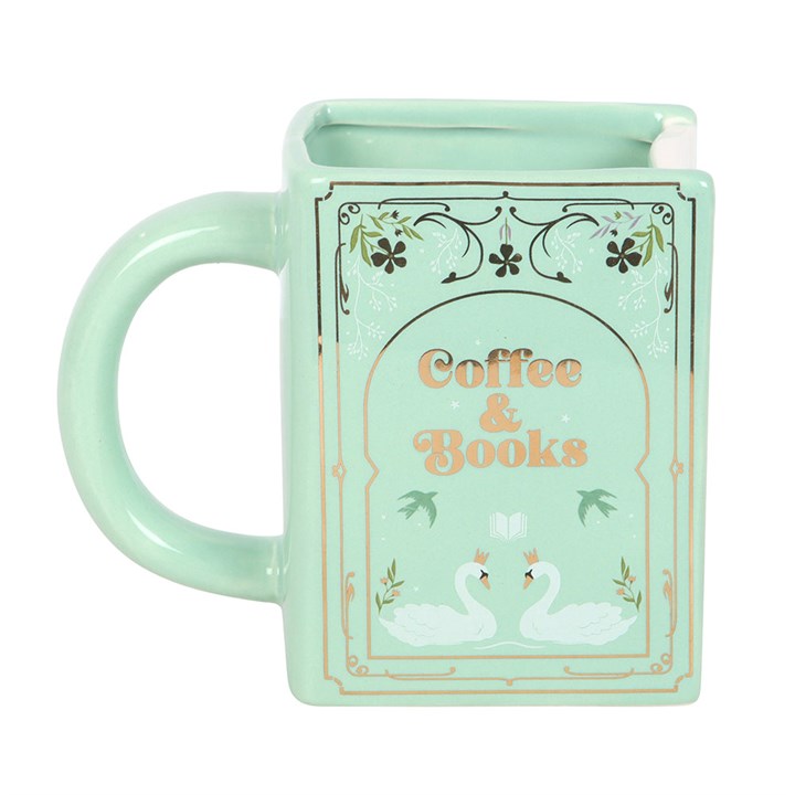 Kaffee und Bücher Grüne Tasse in Buchform