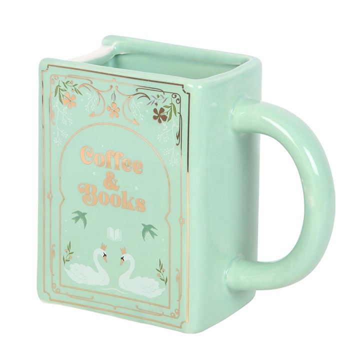 Kaffee und Bücher Grüne Tasse in Buchform