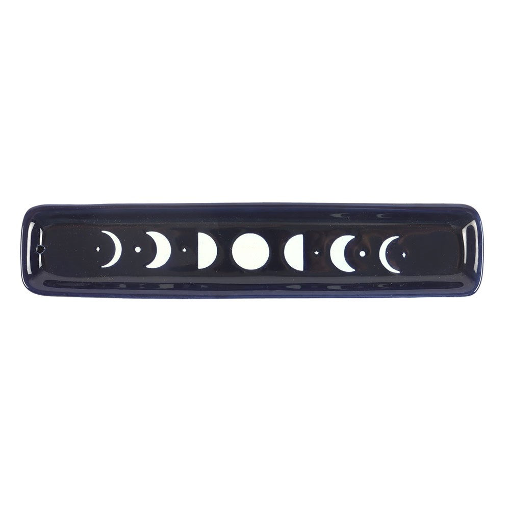 Keramik-Räucherstäbchen-Ascheschale „Blue Moon Phase“