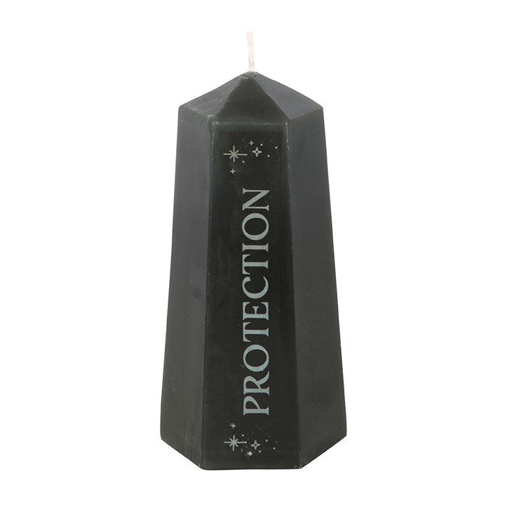 Schutzkristallkerze mit rohem schwarzem Obsidian