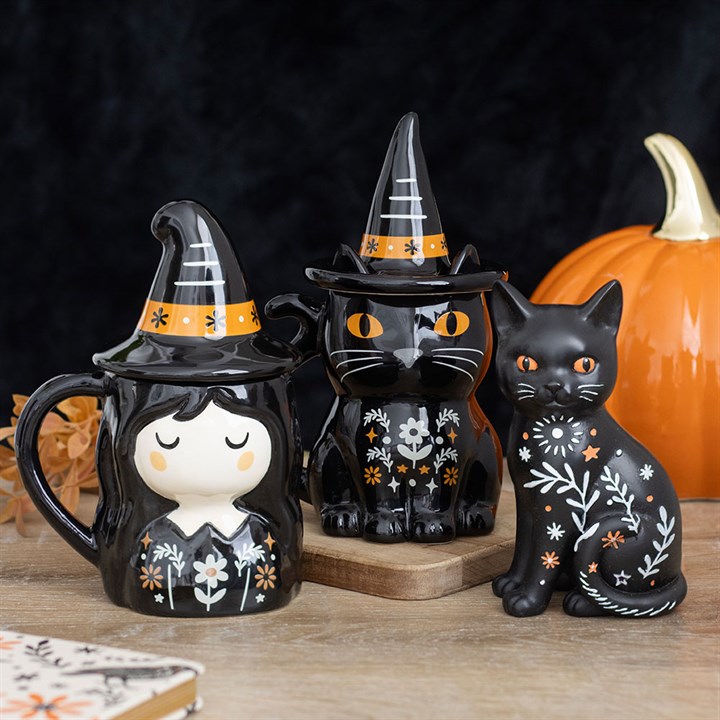 Gruseliges Volkskunst-Ornament „Schwarze Katze“
