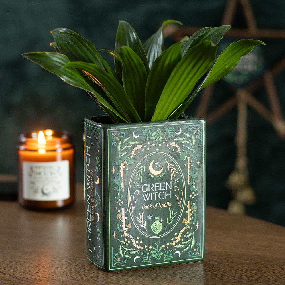 Keramik-Blumenvase "Green Witch" in Buchform