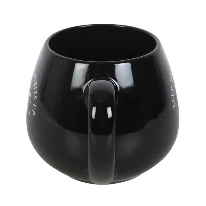 „Keep Your Spirits Up“ – Tasse mit rundem Geistermotiv