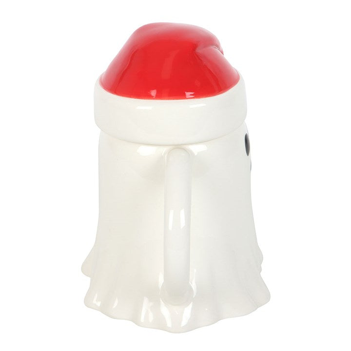Tasse in Geisterform mit Deckel in Form einer Weihnachtsmütze