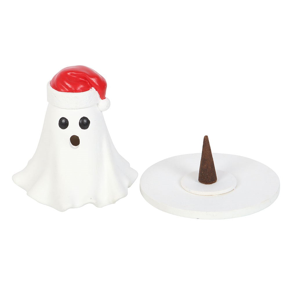 Geist mit Weihnachtsmütze – Räucherkegelhalter