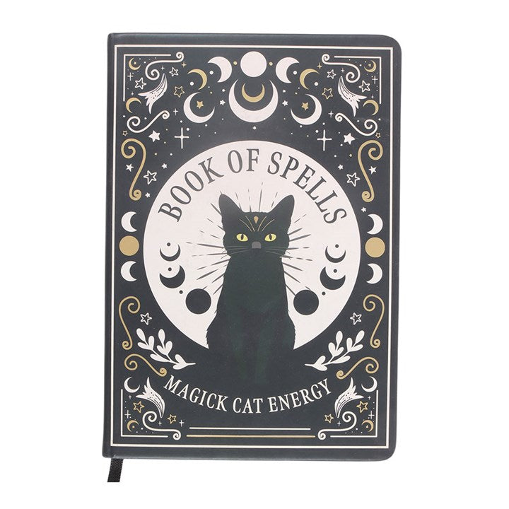 „Black Cat Magick – Buch der Zaubersprüche“, Notizbuch im A5-Format mit Stift