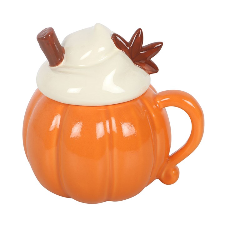 Becher mit Deckel in Kürbiscremefarbe