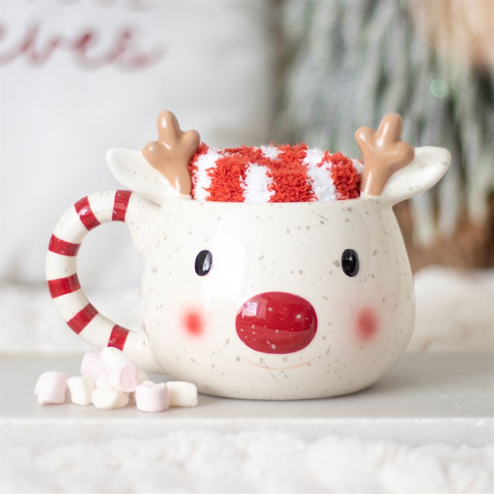 Rudolph-Rentier-Set aus Tasse und Socken