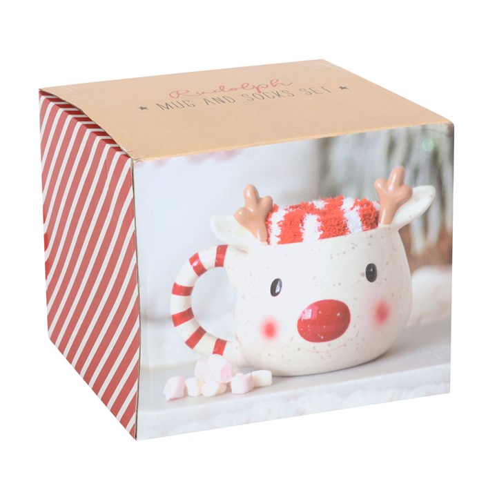 Rudolph-Rentier-Set aus Tasse und Socken