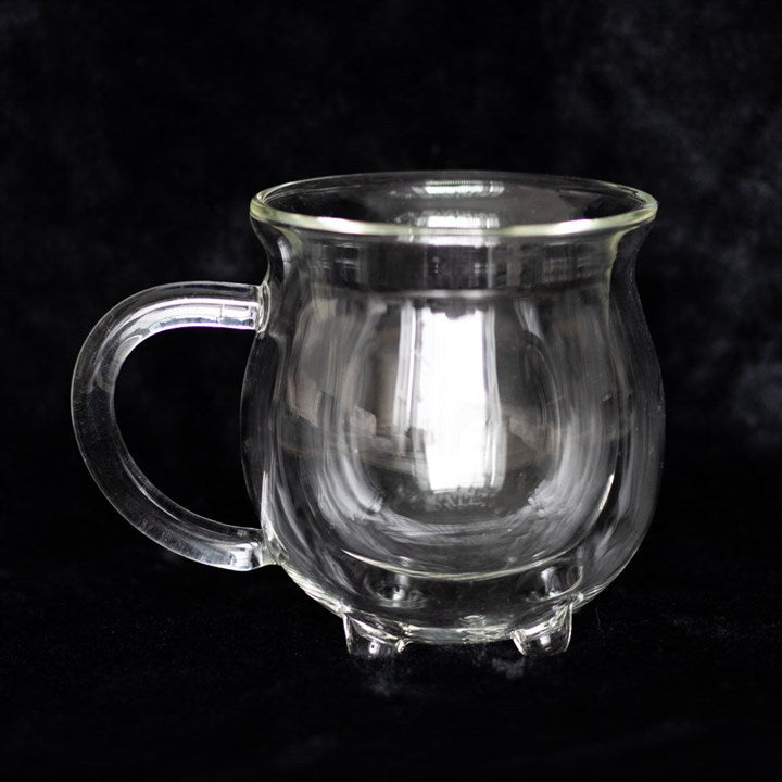 Durchsichtiger, doppelwandiger Glastasse in Kesselform