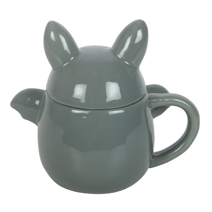 Niedliche Tasse mit Deckel und Fledermausmotiv