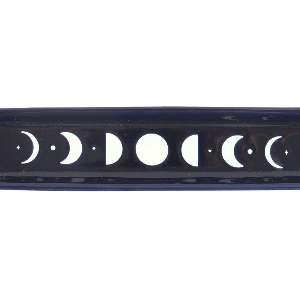 Keramik-Räucherstäbchen-Ascheschale „Blue Moon Phase“