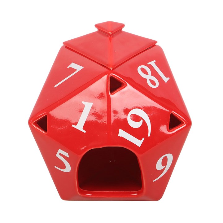 Ölbrenner in Form eines D20-Spielwürfels