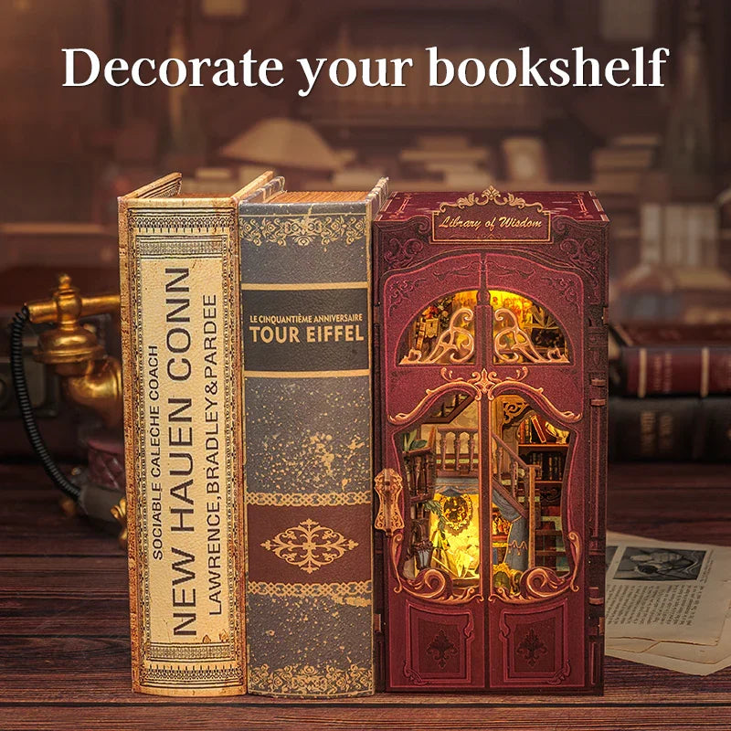 Bücherecke-Set – Selbstbau – Bibliothek der Weisheit – 281 Teile + LED-Beleuchtung