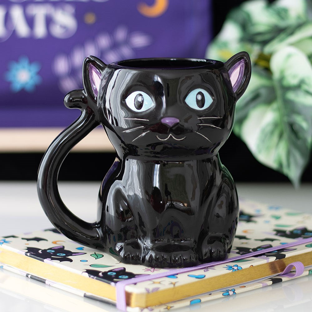 Süße und gruselige schwarze Katzen-Tasse