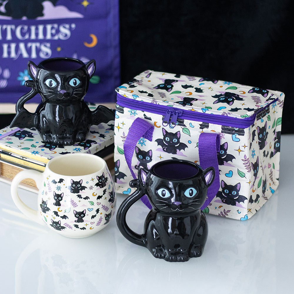 Süße und gruselige schwarze Katzen-Tasse