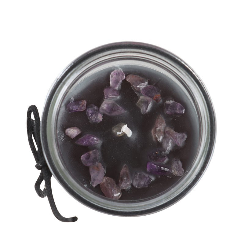Kristallhexe-Jasmin-Stabkerze mit Amethyststückchen