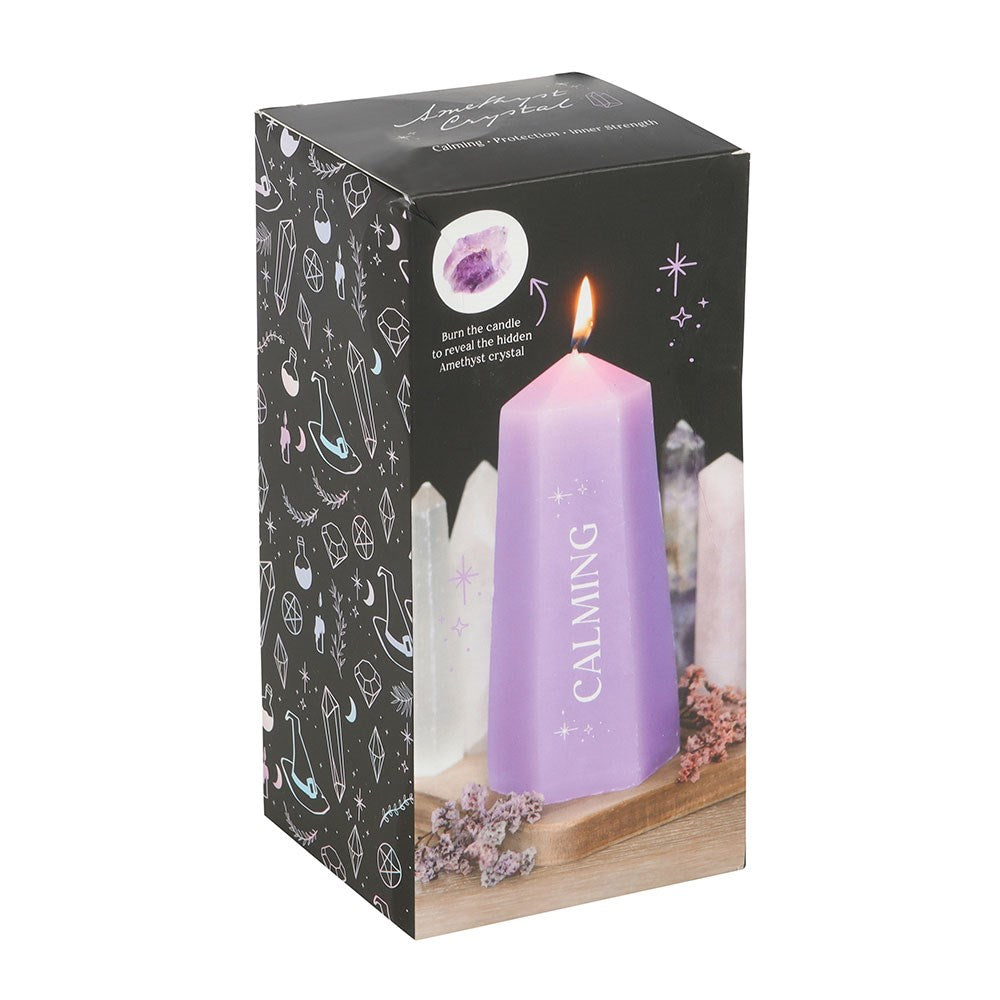 Beruhigende Kristallkerze mit rohem Amethyst