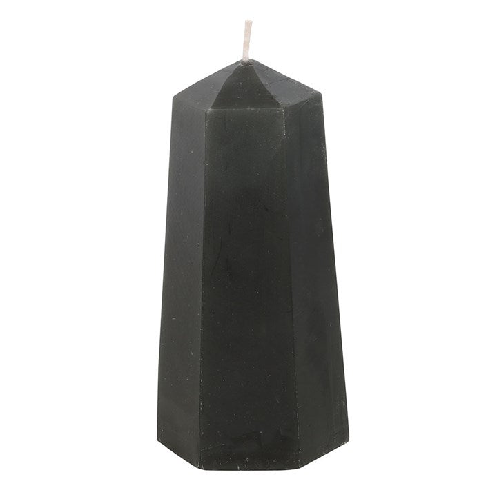 Schutzkristallkerze mit rohem schwarzem Obsidian