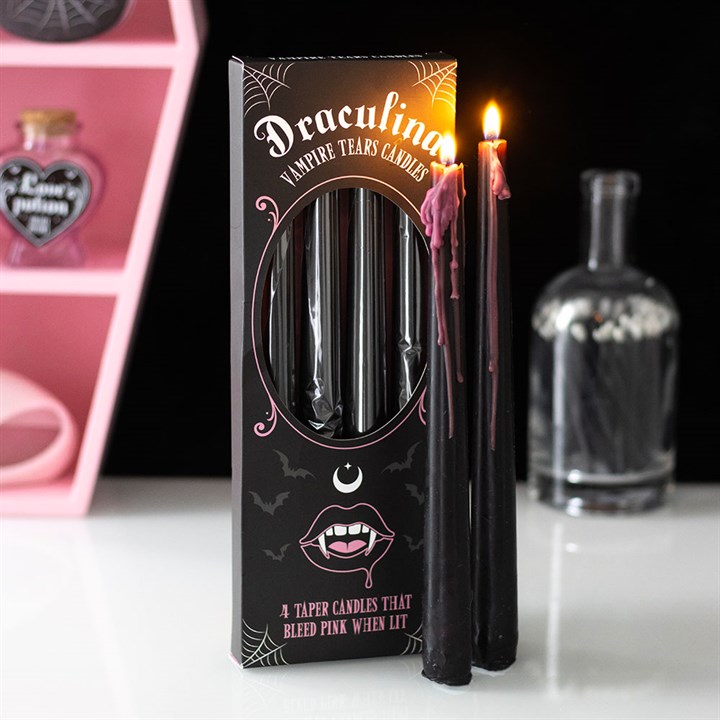 4er-Set rosa „Vampire Tears“-Spitzkerzen