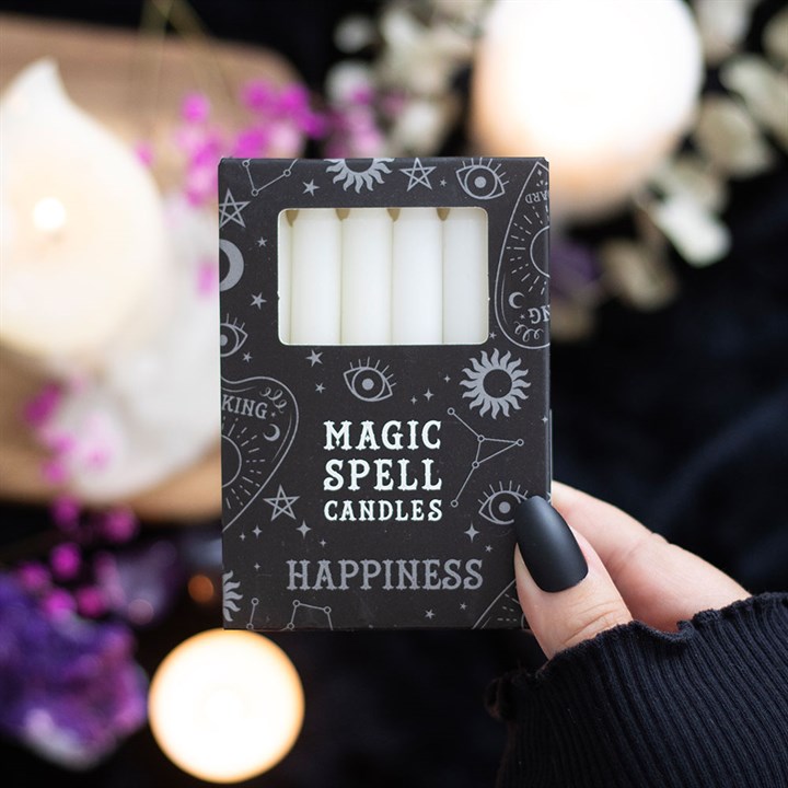 Packung mit 12 weißen „Happiness”-Zauberkerzen