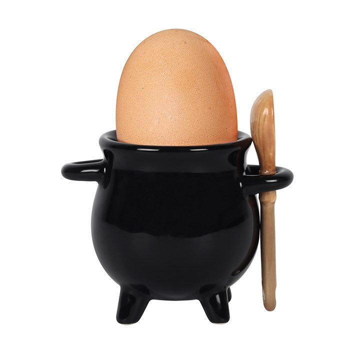 Eierbecher in Kesselform mit Besenlöffel
