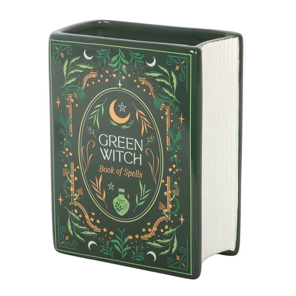 Keramik-Blumenvase "Green Witch" in Buchform