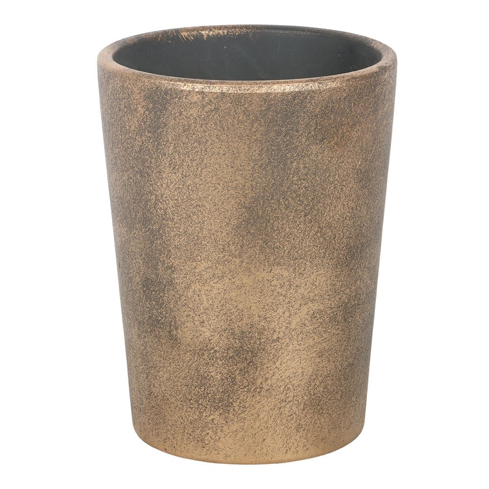 Terrakotta-Blumentopf „Gartenhexe“ in Bronzeoptik