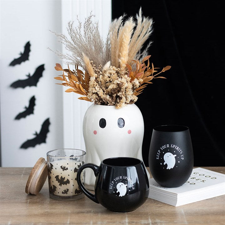 „Keep Your Spirits Up“ – Tasse mit rundem Geistermotiv
