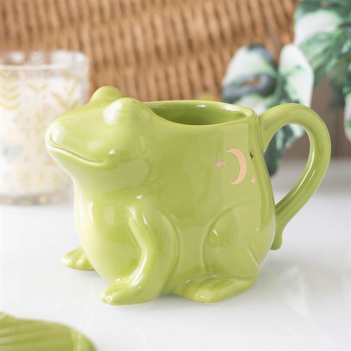 Luna-Becher in Froschform und Untertasse in Seerosenblattform