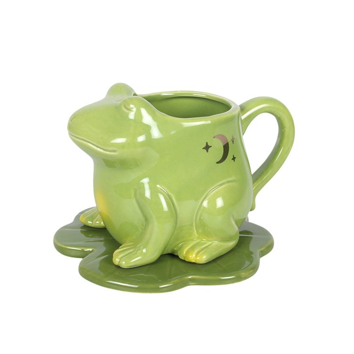 Luna-Becher in Froschform und Untertasse in Seerosenblattform
