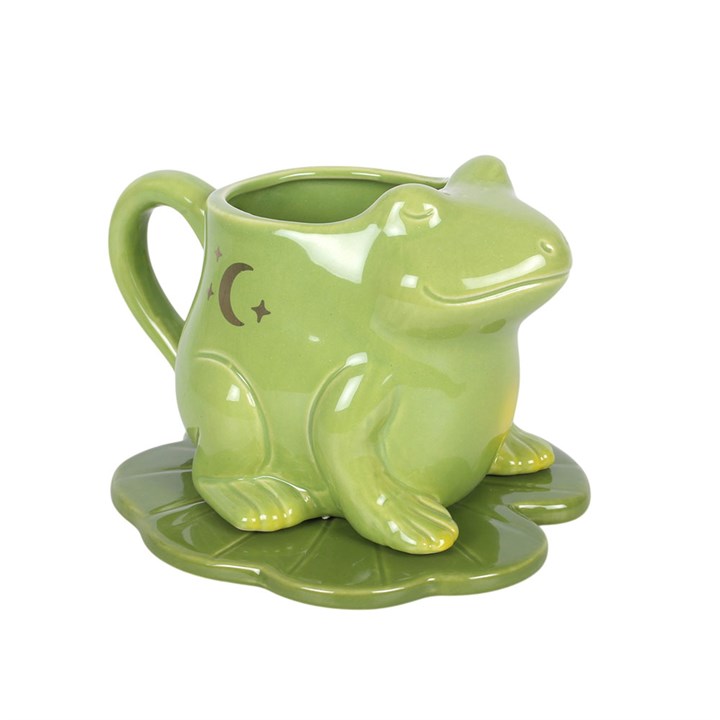 Luna-Becher in Froschform und Untertasse in Seerosenblattform