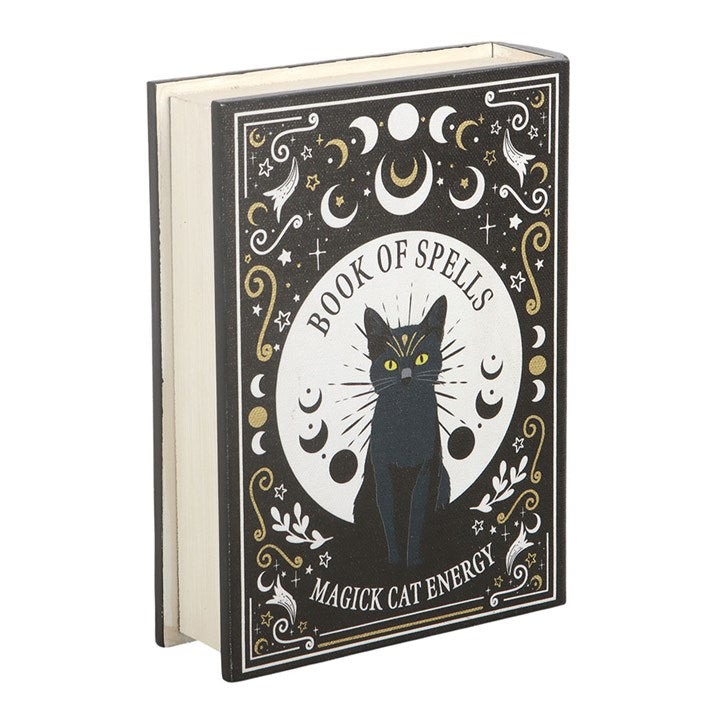 Aufbewahrungsbox in Form des „Black Cat Magick Book of Spells“