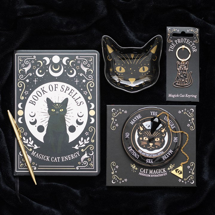 „Black Cat Magick – Buch der Zaubersprüche“, Notizbuch im A5-Format mit Stift
