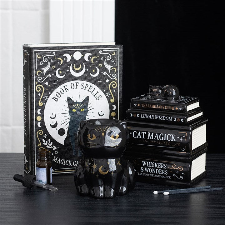 Ölbrenner „Black Cat Book Stack“ mit Katze