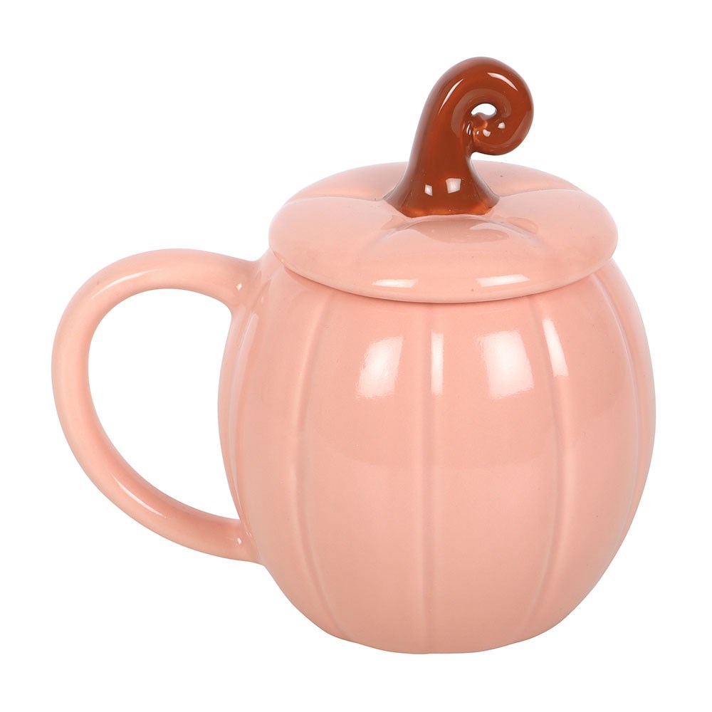 Rosa, gewellter Kürbis-Becher mit Deckel