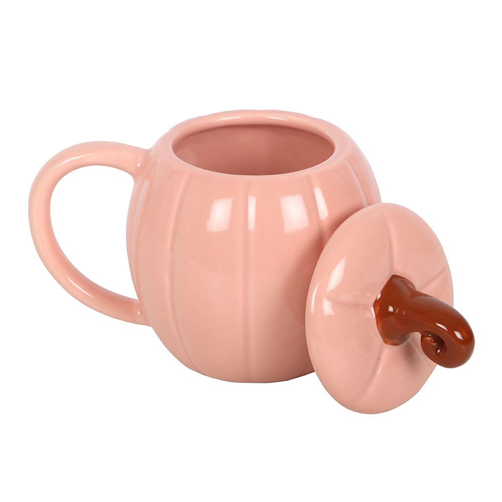 Rosa, gewellter Kürbis-Becher mit Deckel