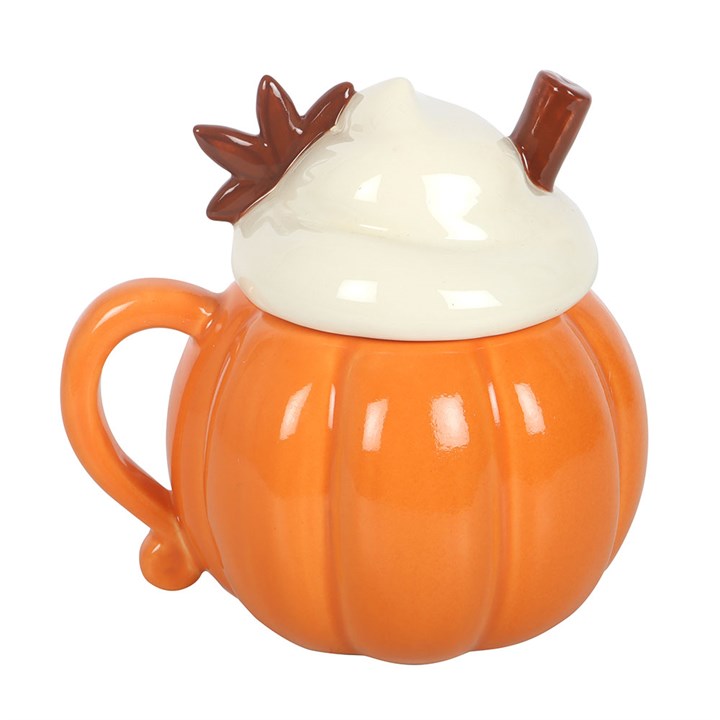 Becher mit Deckel in Kürbiscremefarbe