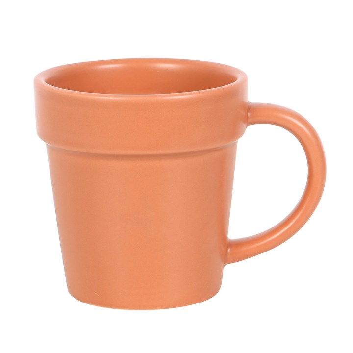 Schlichter Blumentopf, Keramikbecher und Schaufellöffel