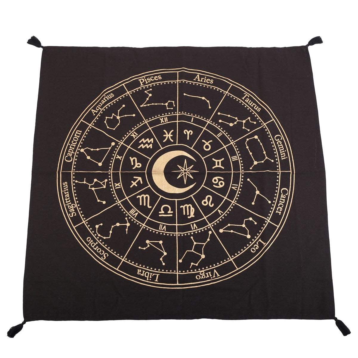 72 cm schwarzes Astrologie-Rad-Altartuch