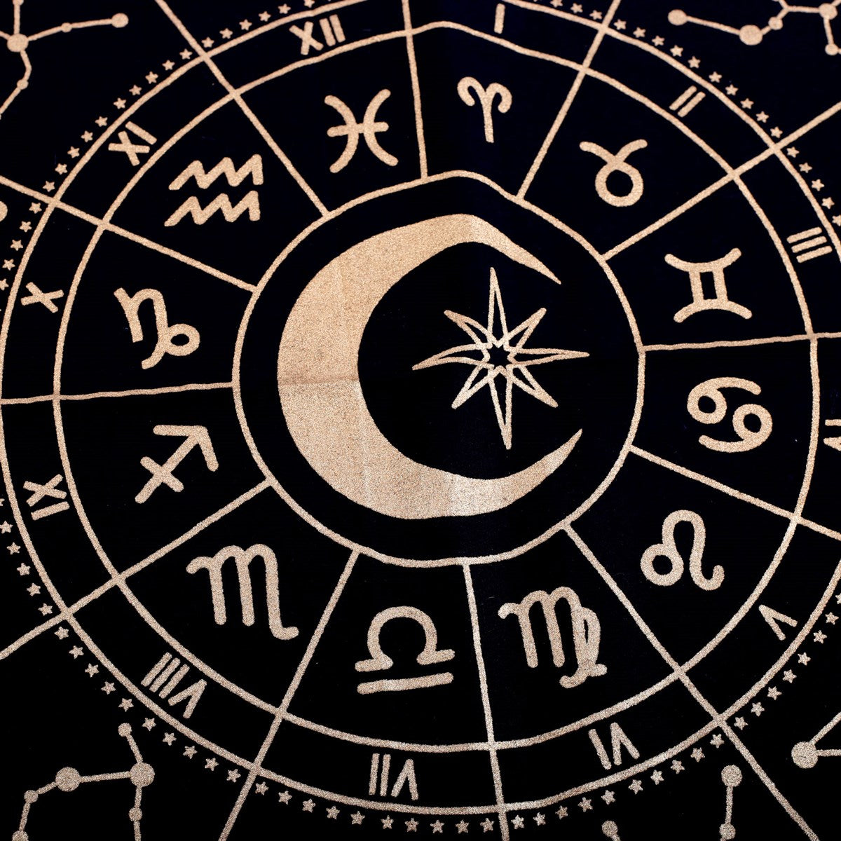 72 cm schwarzes Astrologie-Rad-Altartuch