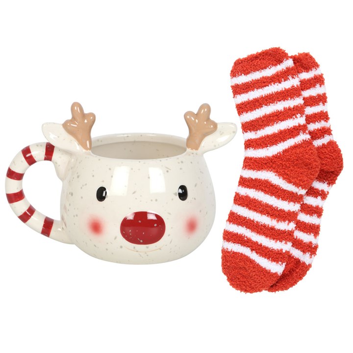 Rudolph-Rentier-Set aus Tasse und Socken