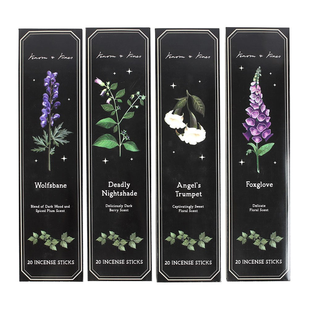 4er-Set Räucherstäbchen-Päckchen mit Motiven giftiger Pflanzen