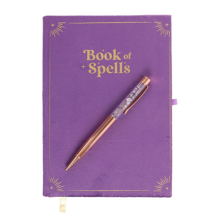 Zauberbuch-Tagebuch mit Amethyst-Kristallstift